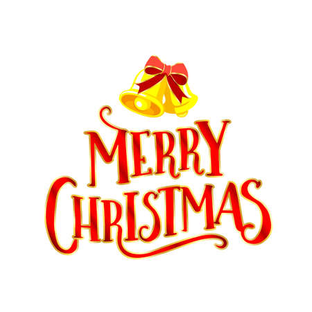 Merry Christmas lettering design with bell.のイラスト素材
