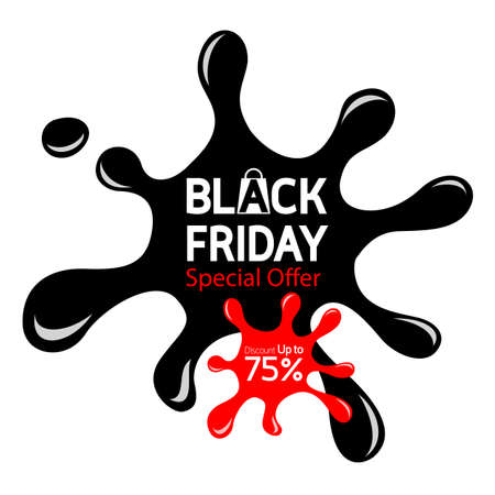 Black Friday special offer text with splash shape. Icon design for banner, advertising, vector illustration isolated on white background.のイラスト素材