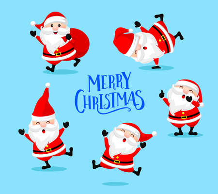 Collection of cute cartoon Santa Claus.のイラスト素材