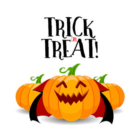 Cartoon Dracula pumpkin character design. Trick or treat, Happy Halloween day concept illustration isolated on white background.のイラスト素材
