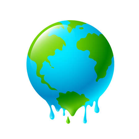 Melting globe. Global warming concept. Icon design, illustration isolated on white background.のイラスト素材