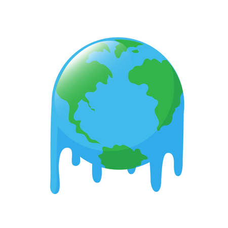 Planet earth melting icon design. Stop global warming concept. Illustration, isolated on white background.のイラスト素材