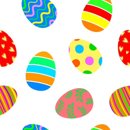 Seamless pattern with Easter eggs. Happy ester day concept, vector illustration isolated on white background.のイラスト素材