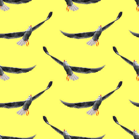 Flying birds polygonal style seamless pattern.のイラスト素材