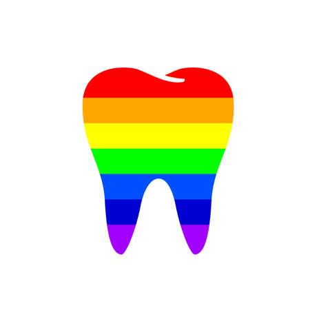 Rainbow Tooth icon design. Dental care concept. Vector illustration isolated on white background.のイラスト素材
