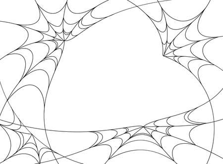 Holiday background with spider web. Happy Halloween concept. Vector illustration isolated on white background. Design for poster, banner, greeting card, invitation.のイラスト素材
