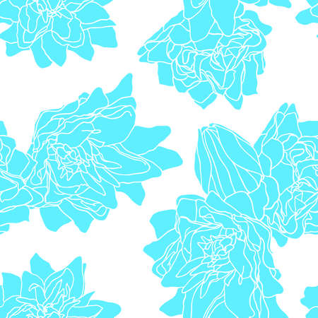 hand drawn flowers. Floral natural decoration background, backdrop element fabric textile desige. Vector illustration isolated on white background.のイラスト素材