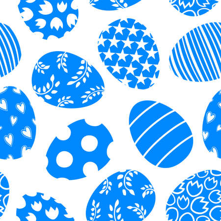 Easter eggs seamless pattern. Easter holiday design element. Vector illustration isolated on white background.のイラスト素材