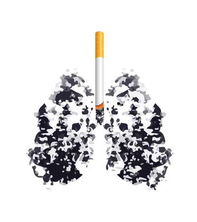 Stop smoking, World no tobacco day. Smoking is harmful to human organs. Resulting in organ damage and premature. Illustration.のイラスト素材