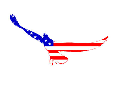 American flag on bird shape. 4th of July. Happy independence day concept. Illustration isolated on white background.のイラスト素材