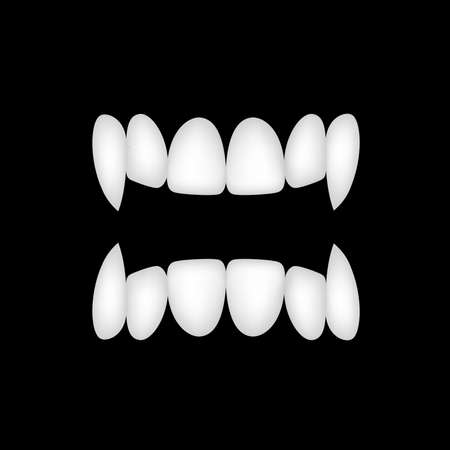 Vampire's teeth icon. Illustration isolated on black background. Vector art. Happy halloween concept.のイラスト素材