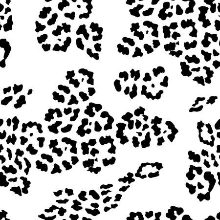 Leopard seamless pattern. Black and white background. Wild animal print. Vector illustration.のイラスト素材