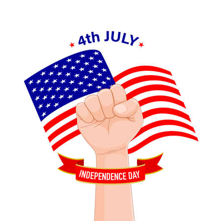 July fourth, symbol for United Stated independence day. Vector illustration isolated on white background.のイラスト素材