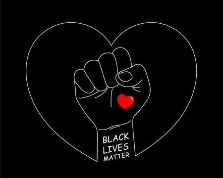 Hand symbol for black lives matter protest to stop violence to black people. Fight for human right of Black People. Vector illustration.のイラスト素材