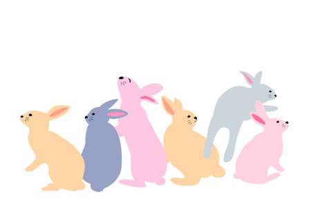 Set of cute bunny. Easter day design concept. Vector illustration for greeting card, banner and poster.のイラスト素材