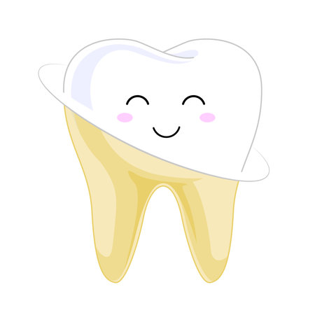 Tooth veneer whitening dental technician vector concept. Healthcare stomatology and cleaning professional teeth illustrationのイラスト素材