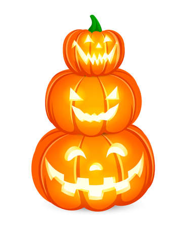 Halloween pumpkins character. Happy Halloween concept. Illustration design for greeting card, poster banner or print.のイラスト素材