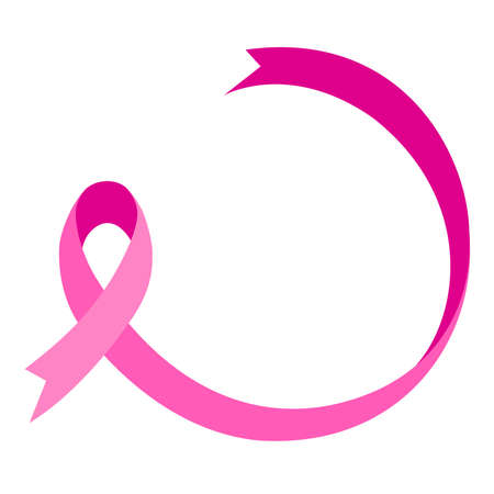 Pink ribbon in circle shape. Breast Cancer Awareness Month. Vector illustration.のイラスト素材