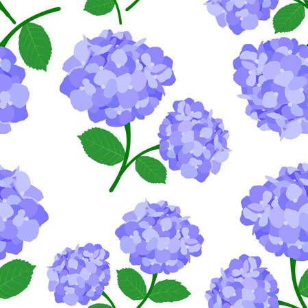 Hydrangea flowers seamless pattern. Purple floral background. Vector illustration