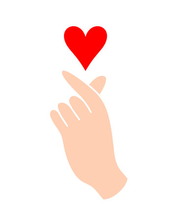 Hand showing heart with fingers gesture mini love. Valentine's day concept. Vector illustration.のイラスト素材