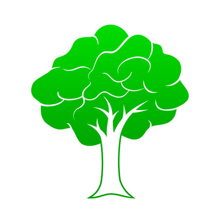 Tree shaped like a human brain. Icon design, template inspiration. Vector illustration.のイラスト素材