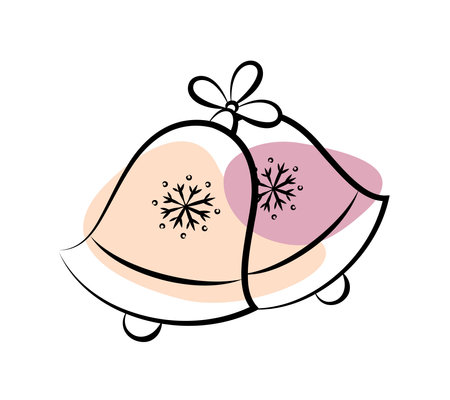 Christmas bell line art. Christmas element vector illustration. Hand drawn Christmas symbol, doodle style.のイラスト素材