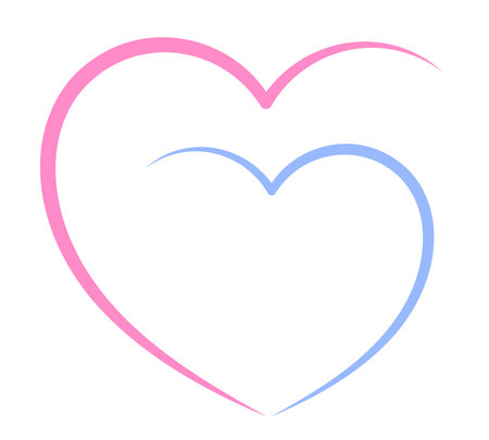 Two hearts united. Hand drawn heart icon. Vector illustration.のイラスト素材