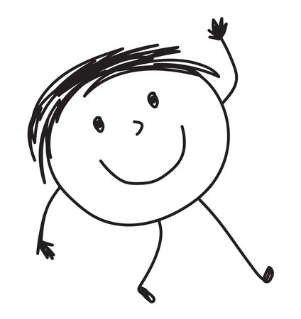 Hand drawn line art character. Kindergarten concept vector illustration.のイラスト素材