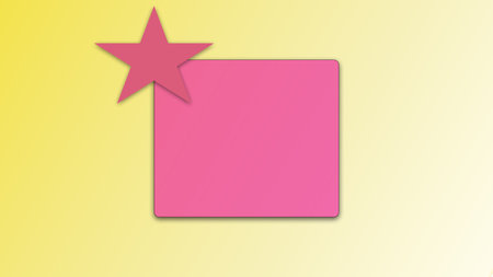 pink card with red star on the corner for entries on a yellow background. High quality photoの写真素材
