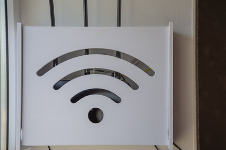 Box Router Holder Wi-Fi Wall. High quality photoの写真素材