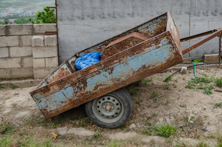 Trailer for transportation old rusty. High quality photo