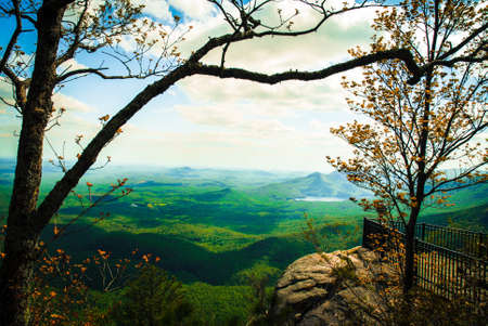 A breathtaking scenery overlooking mountainsの写真素材