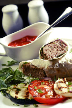 kebab with grilled vegetablesの写真素材