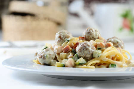 spaghetti with meatballsの写真素材