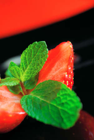halved strawberryの写真素材