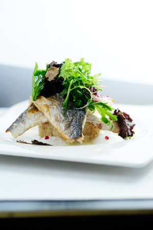 grilled fish with greens