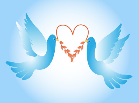 Doves with heartのイラスト素材