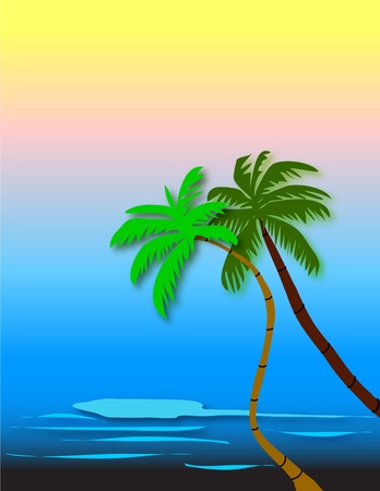 Beaches palm treesのイラスト素材