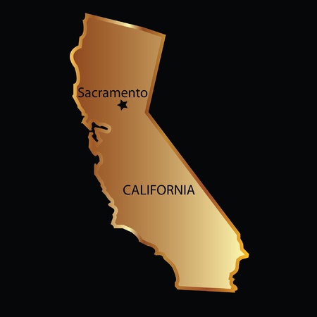 Gold california state map with capital nameのイラスト素材