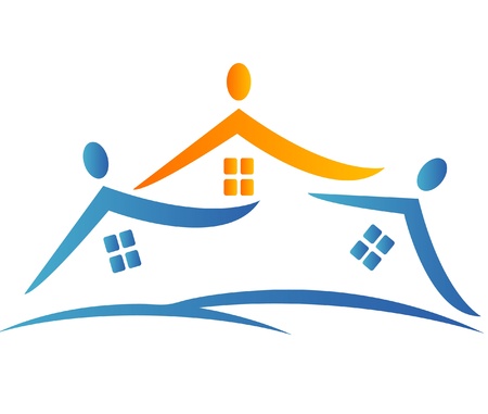 Houses and team people logoのイラスト素材