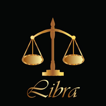 Libra zodiac sign in goldのイラスト素材