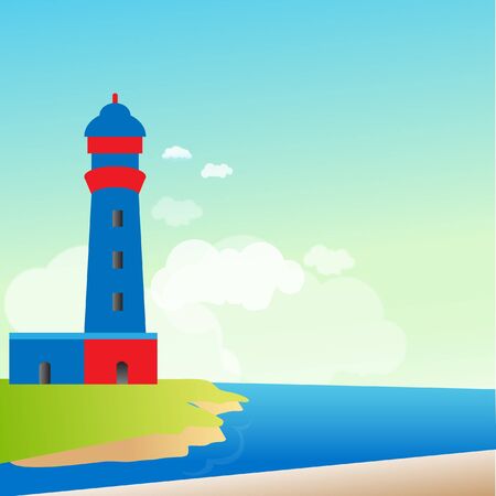 Lighthouse on the island のイラスト素材