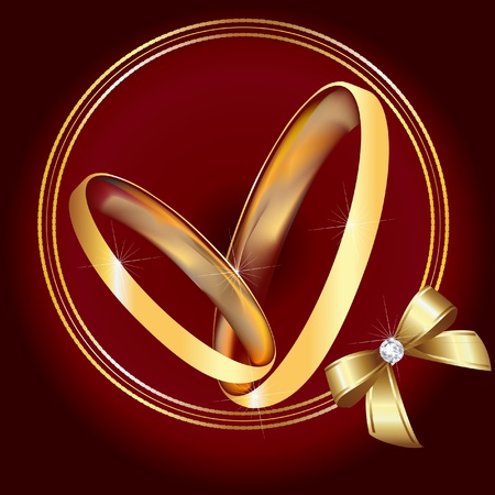 Wedding gold rings and ribbon のイラスト素材