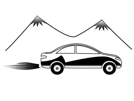 Car and mountains silhouettesのイラスト素材