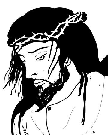 Portrait of Jesus Christ in the suffering and agony of Good Friday のイラスト素材