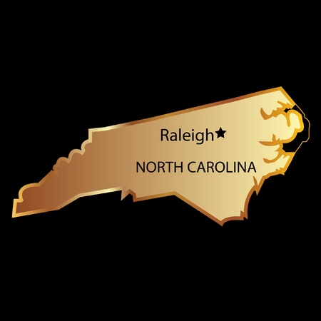 North Carolina state usa in gold with capital nameのイラスト素材