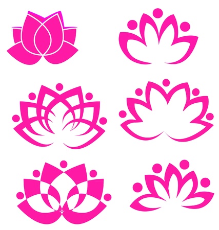 Set of lotus flowers logo vectorのイラスト素材