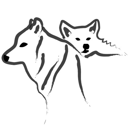 Dogs or Wolfs silhouettes vectorのイラスト素材