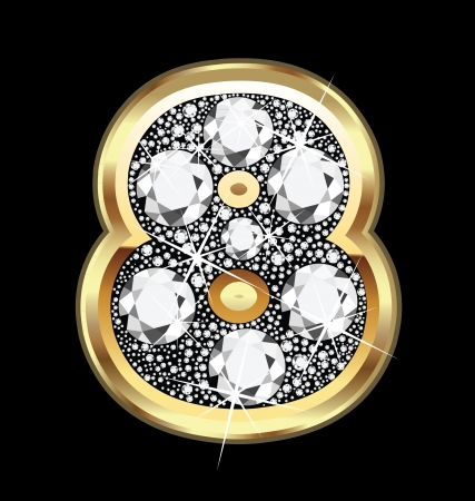 8 number gold and diamond blingのイラスト素材