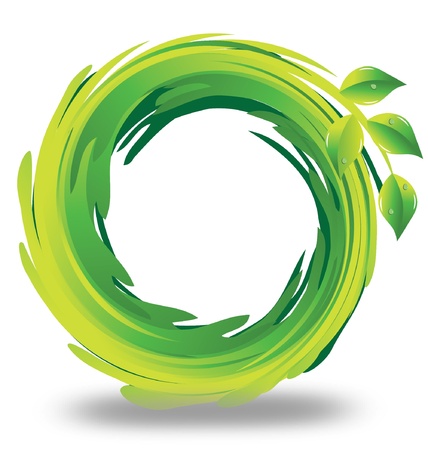 Swirly green leafs logo のイラスト素材